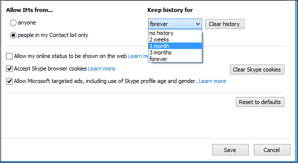 clear chat history in skype for business on mac